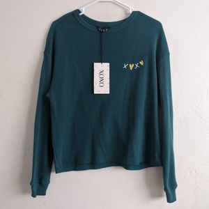 xoxo teal long sleeved sweatshirt
